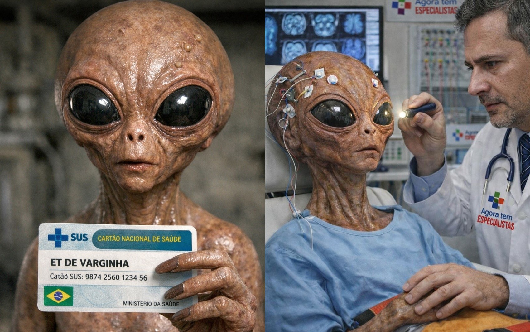 Testemunho de cirurgia em ET de Varginha vira meme e até ministro posta imagens de criatura com carteirinha do SUS