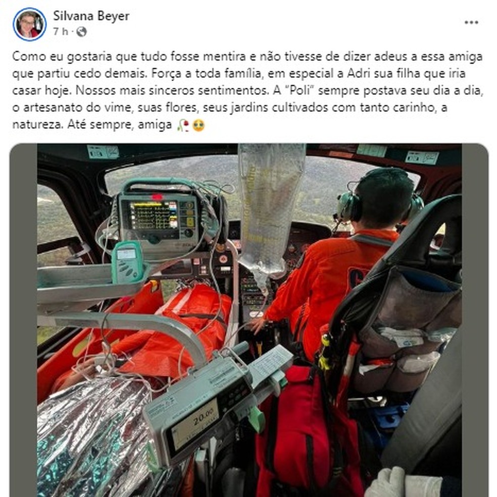 Mãe morre a caminho do casamento da filha após cair de carro em rio de SC — Foto: Reprodução/Redes Sociais