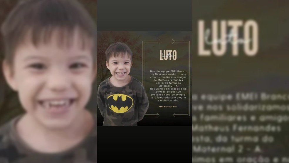 2 de 4
Escola lamenta morte de Matheus Fernandes Costa, de 3 anos, em acidente de carro &mdash; Foto: Arquivo pessoal