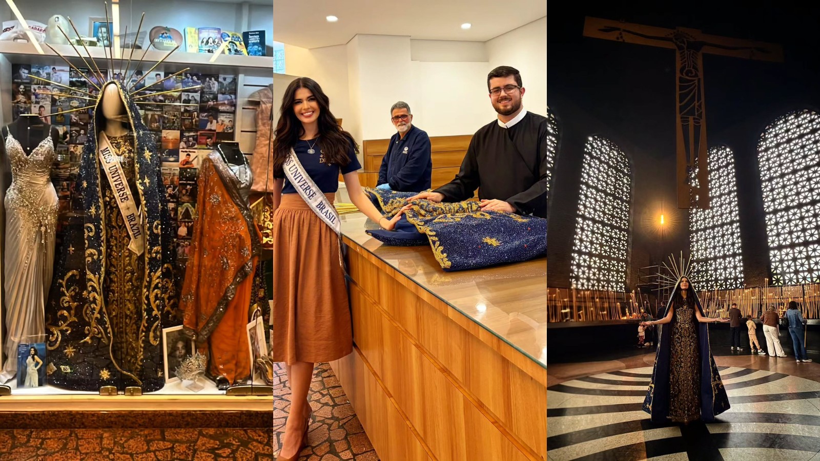 Miss Brasil 2025 que desfilou vestida de Aparecida deixa traje no Santuário Nacional: 'momento tão esperado'