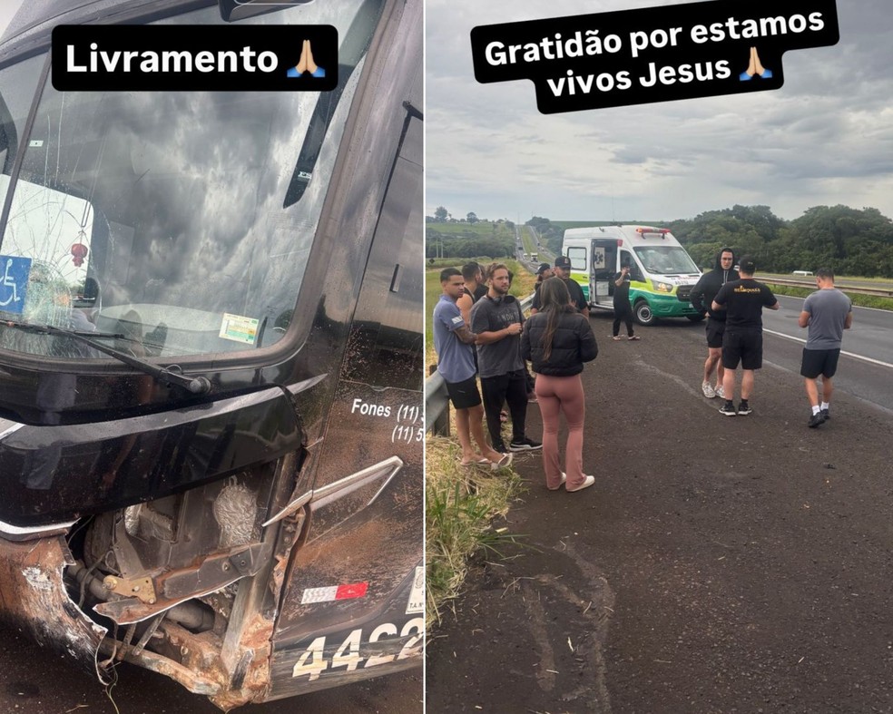 Cantor Latino postou sobre o acidente em Matão (SP) nos stories do Instagram — Foto: Redes sociais