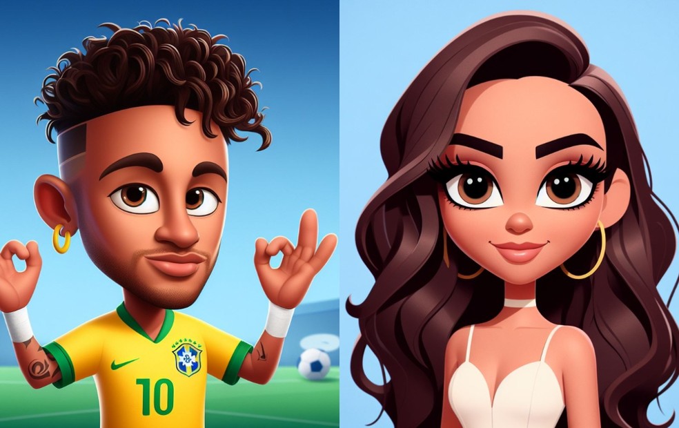 Neymar Junior e Anitta são alguns dos famosos que ganharam versões da plataforma — Foto: Microsoft Bing/ Reprodução