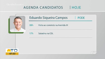 Confira a agenda dos candidatos a prefeitura de Palmas desta segunda-feira (9)