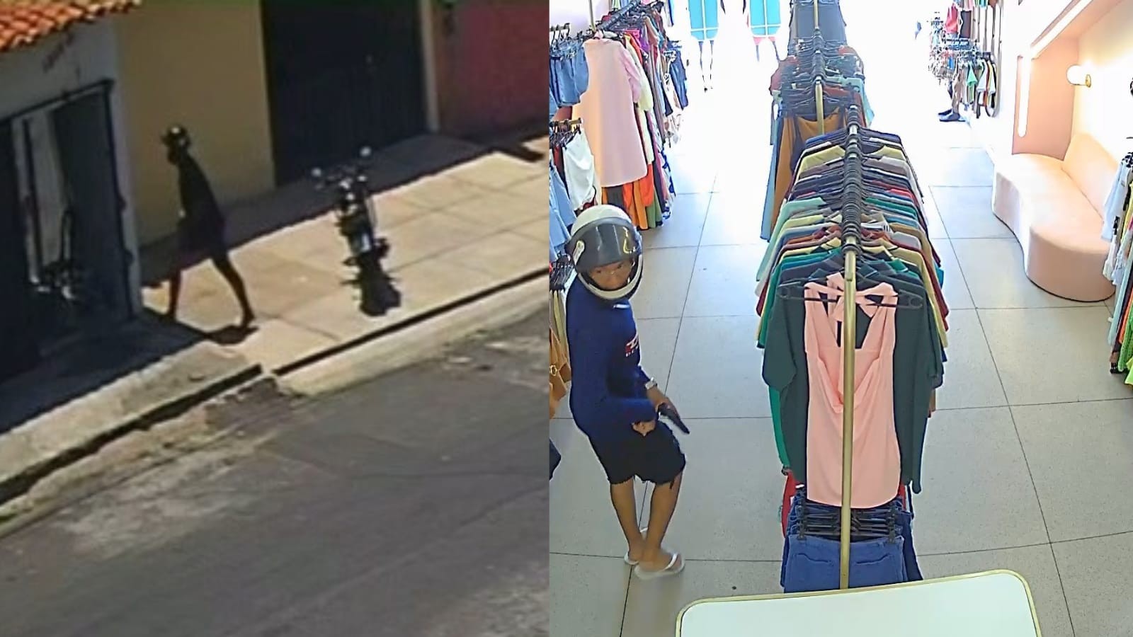 Câmeras de segurança registram assaltos a casa e loja em intervalo de 40 minutos em Teresina