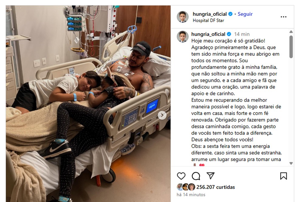 Publicação na conta do rapper Hungria — Foto: Redes Sociais/reprodução