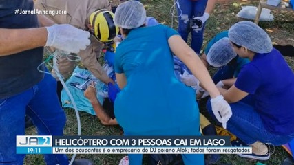 Helicóptero com empresários cai em lagoa de Goiás