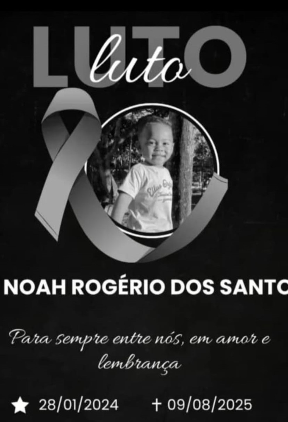 Imagem de Luto - Noah Rogério — Foto: Reprodução/Redes Sociais