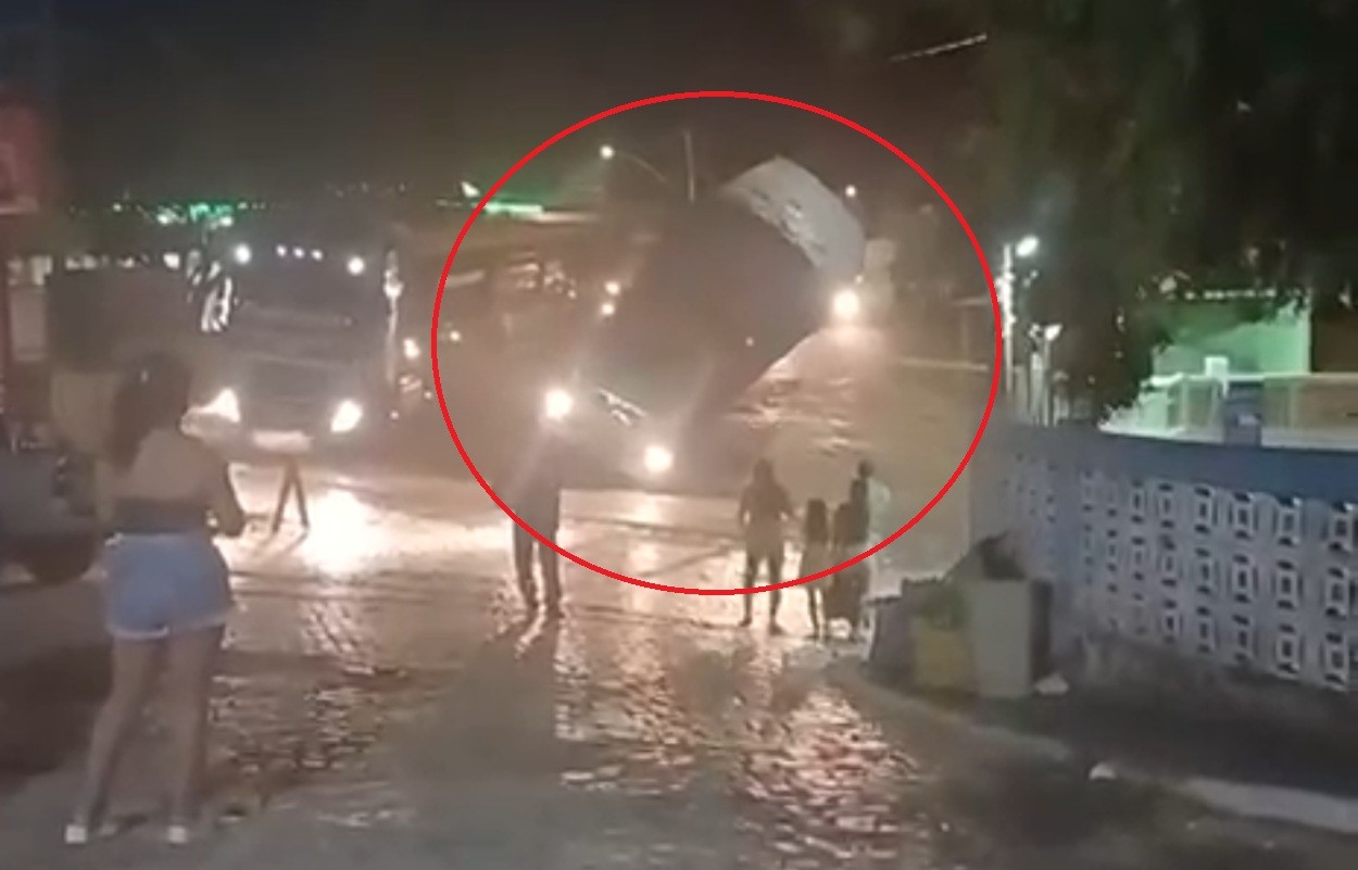 Vídeo mostra caminhão carregado com carvão tombando na rampa da balsa em Manga