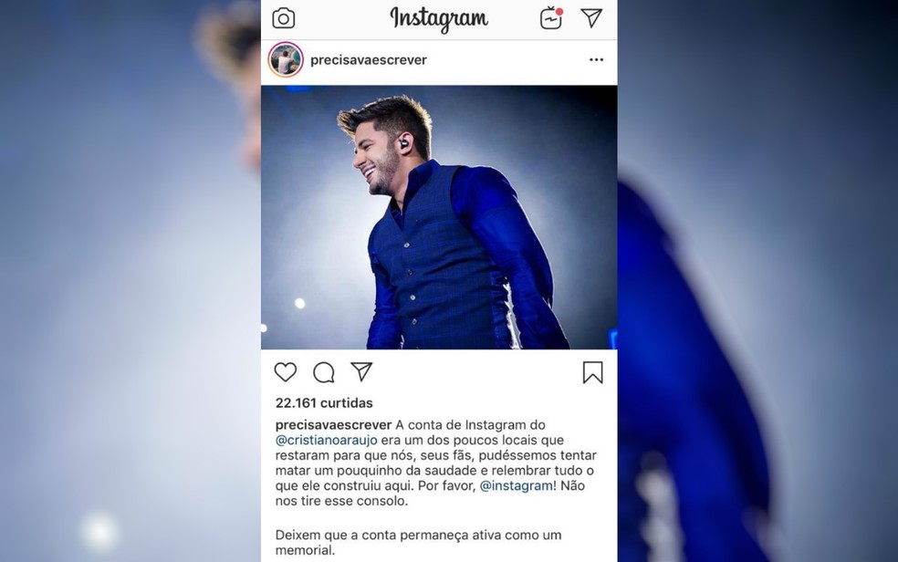 Após campanha, perfil de Cristiano Araújo é reativado no Instagram