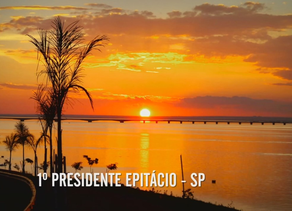 5 de 6
Em 2014, um concurso do programa Fant&aacute;stico elegeu o p&ocirc;r do sol de Presidente Epit&aacute;cio como o mais bonito do Brasil &mdash; Foto: Reprodu&ccedil;&atilde;o/TV TEM