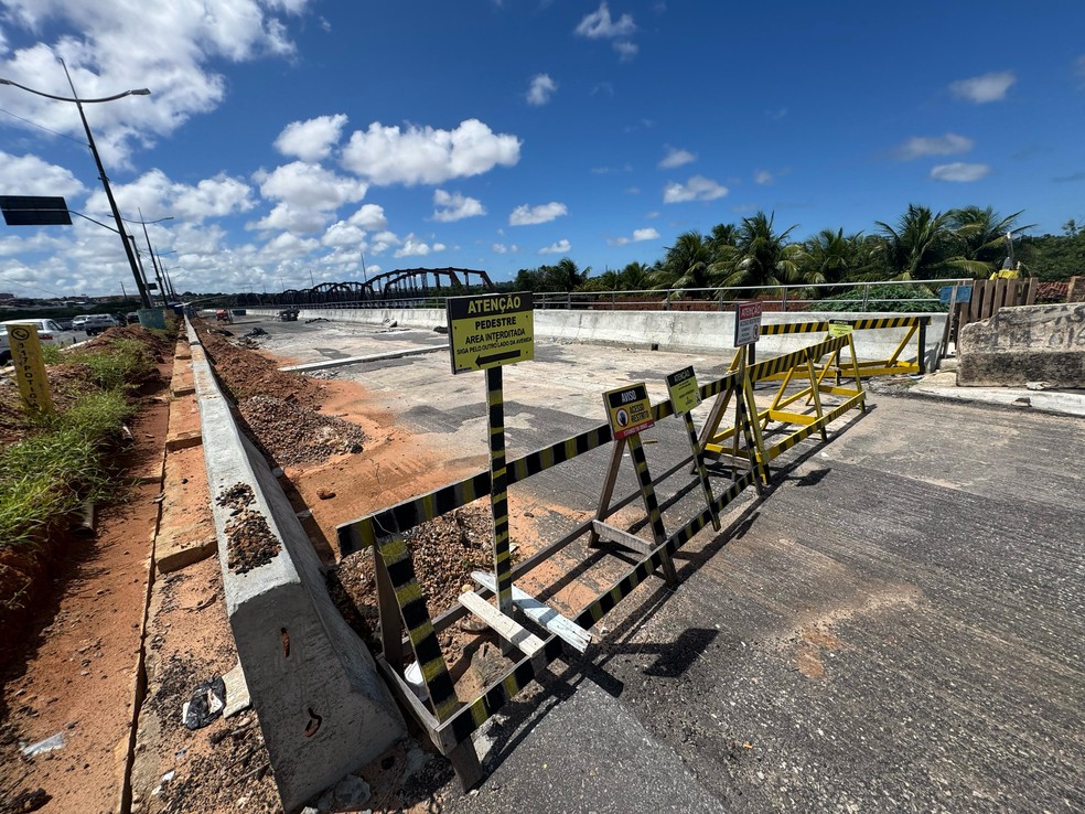 Ponte de Igapó está em obras desde setembro de 2023 (Arquivo) — Foto: Sérgio Henrique Santos/Inter TV Cabugi