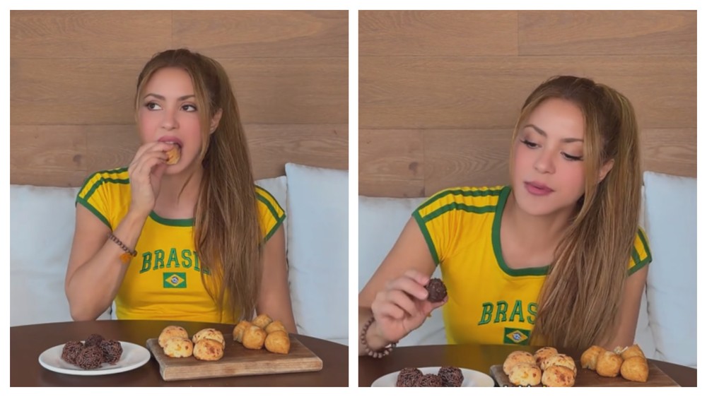 Shakira provando comida brasileira antes do show no Rio de Janeiro