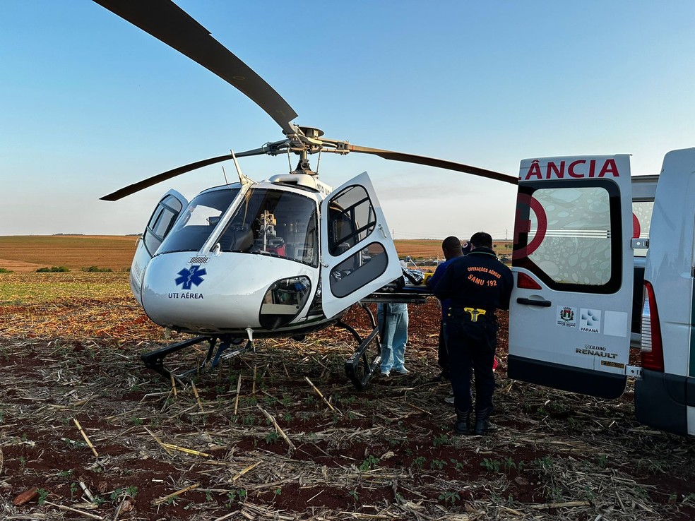 Criança foi resgatada de helicóptero pelo Samu — Foto: Reprodução/Samu