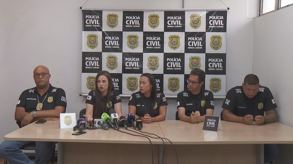 Coletiva da Polícia Civil de MG sobre morte da menina Stefany Vitória, em Ribeirão das Neves — Foto: TV Globo/ Reprodução