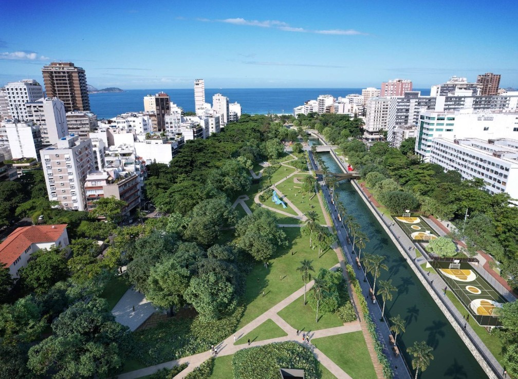 Jardim de Alah: quadras poliesportivas ficarão do lado do Leblon, próximo à Cruzada, com escolinhas de projetos sociais — Foto: Divulgação/Rio + Verde