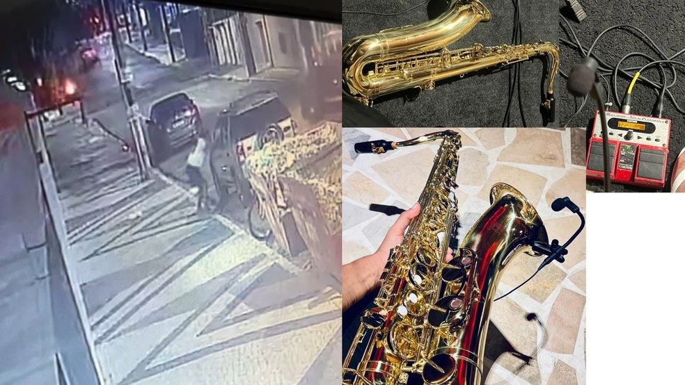 Criminoso quebra vidro de carro e furta saxofone de músico em praia na área nobre de Fortaleza. — Foto: Reprodução