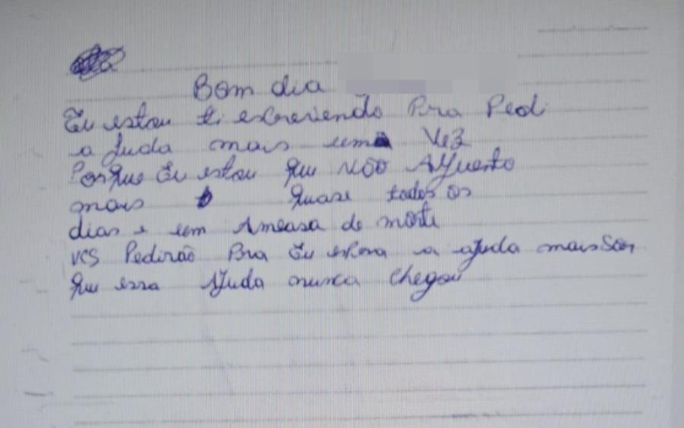 Vítima enviou pedido de socorro através de filho — Foto: Polícia Civil