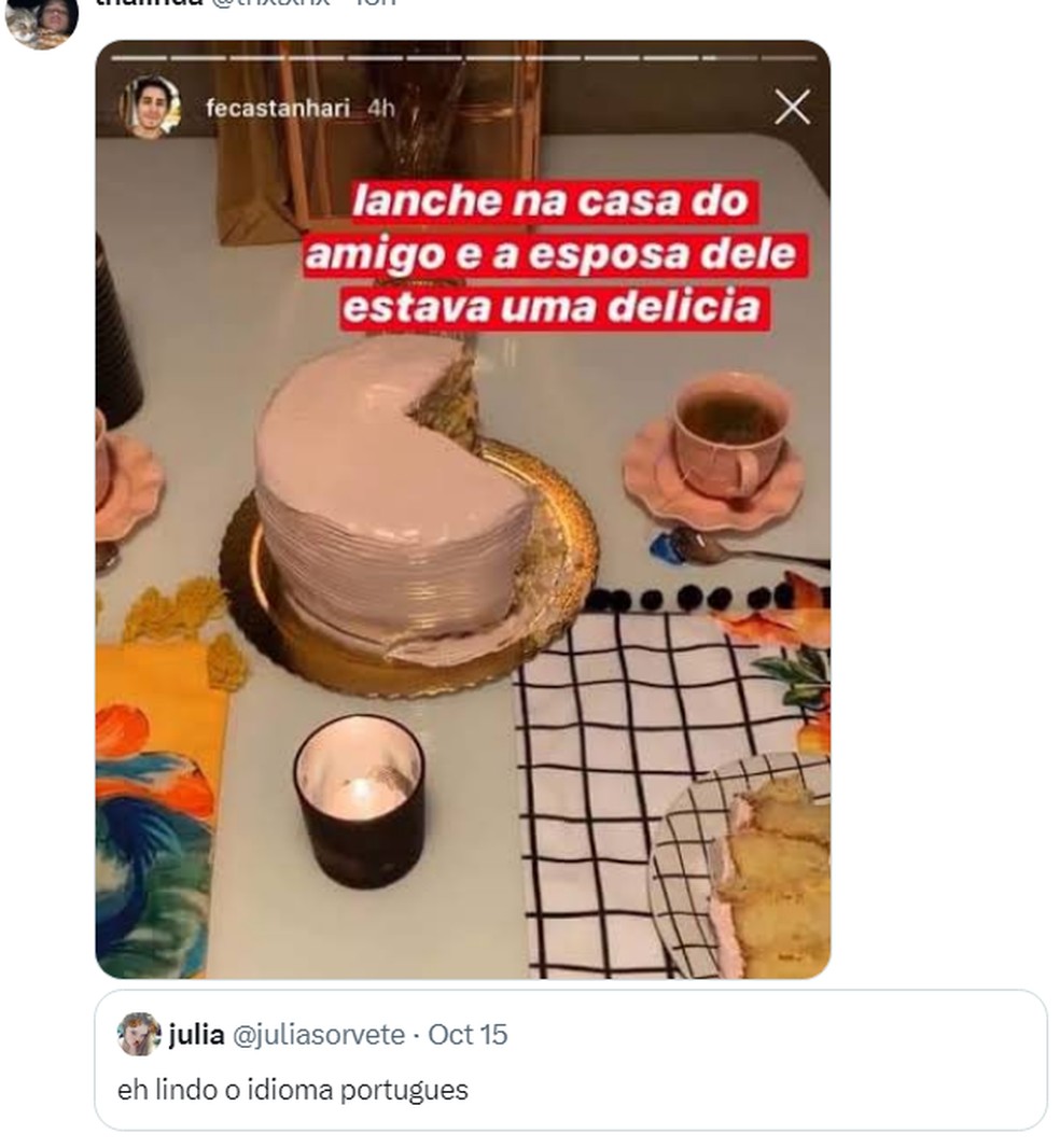 Post da trend 'é lindo o idioma português' mostra frase ambígua — Foto: Reprodução