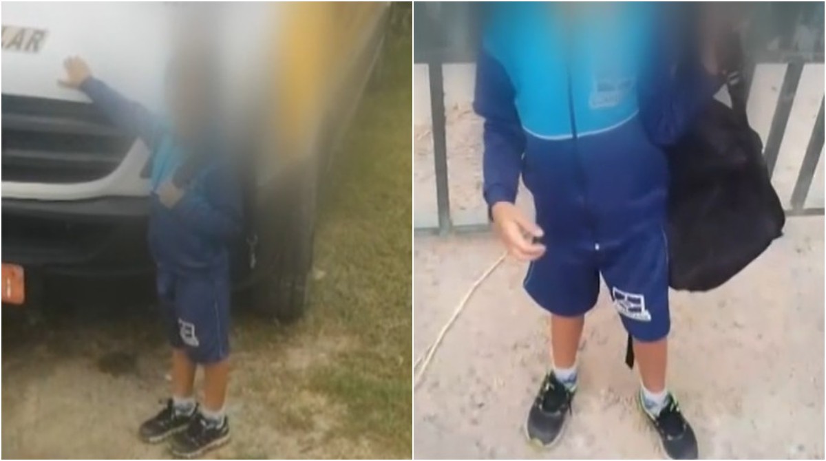 Menino de 5 anos é esquecido dentro de van escolar e escapa sozinho