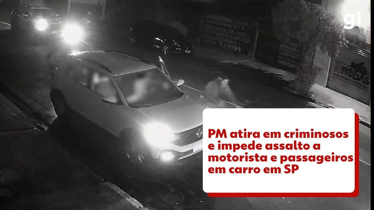 Vídeo: PM atira em criminosos e impede assalto a motorista e passageiros em carro em SP