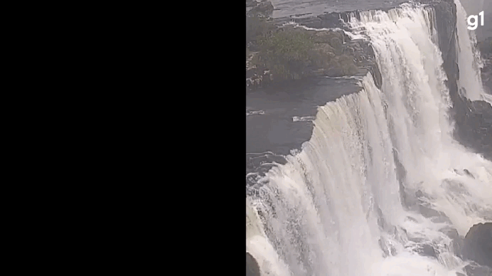 Vídeo: volume de água das Cataratas do Iguaçu está três vezes menor que o normal durante estiagem no Paraná