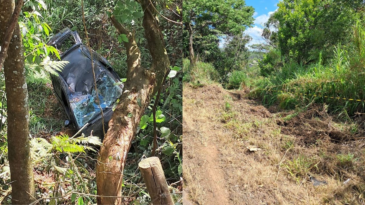 Mulher morre após carro cair em abismo na MG-164