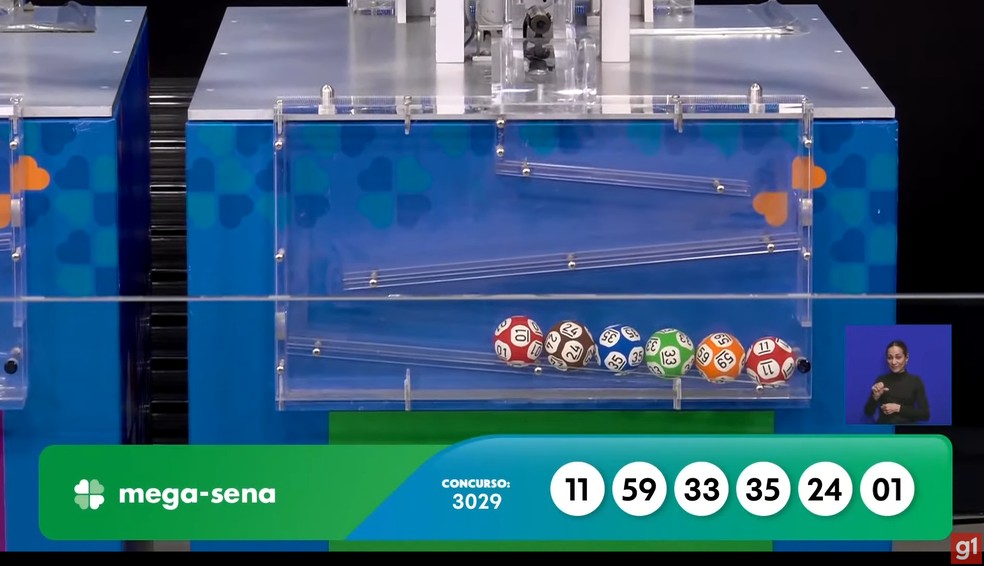 Sorteio da Mega-Sena, concurso 3029. — Foto: Reprodução