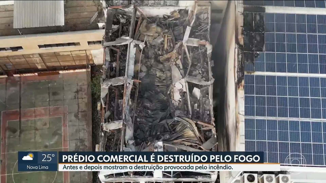Incêndio em prédio comercial de BH: veja como era e como ficou imóvel destruído por fogo