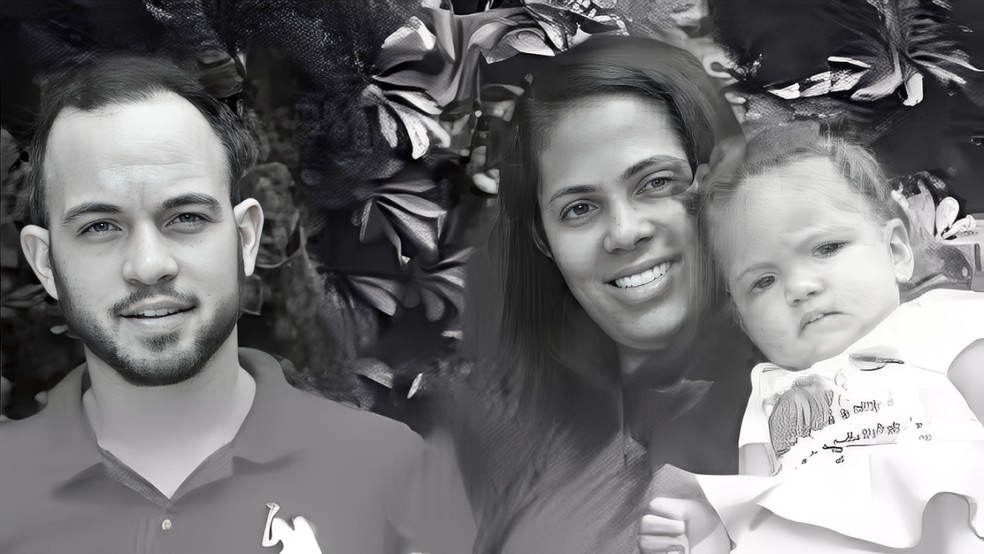 Rodrigo Rocha de Queiroz, a esposa Edileia Nobre de Oliveira e a filha Rebeca Nobre de Queiroz. — Foto: Reprodução/Redes Sociais