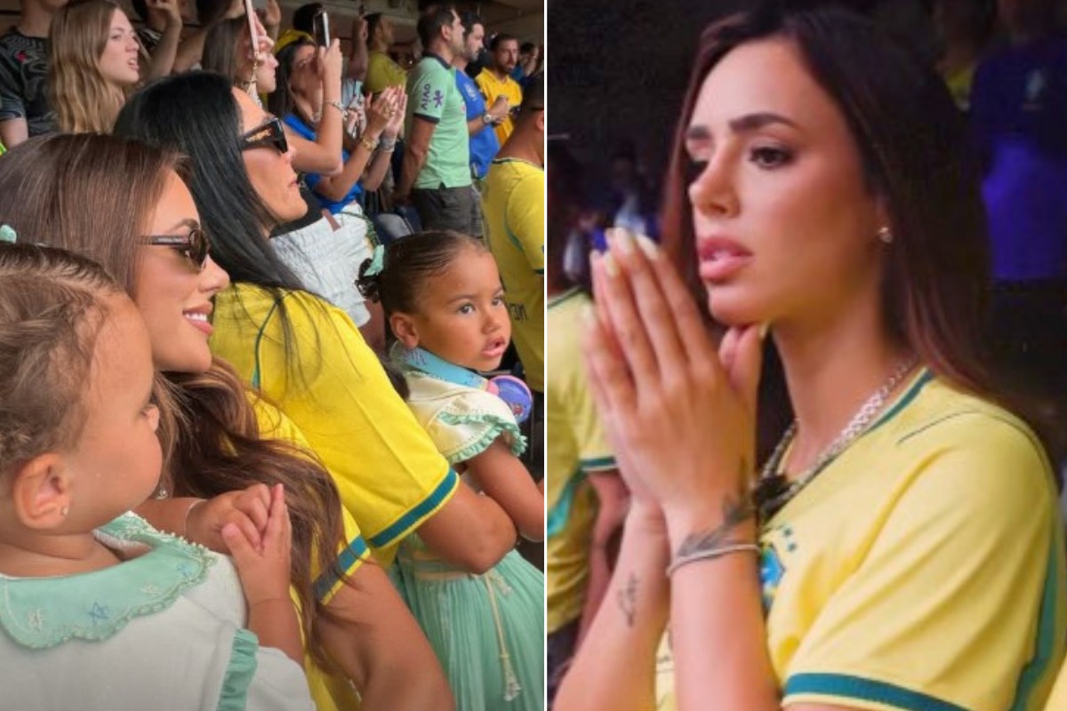'Preciso me acalmar, estou grávida', diz Bruna Biancardi durante Brasil e Japão na Copa; VÍDEO