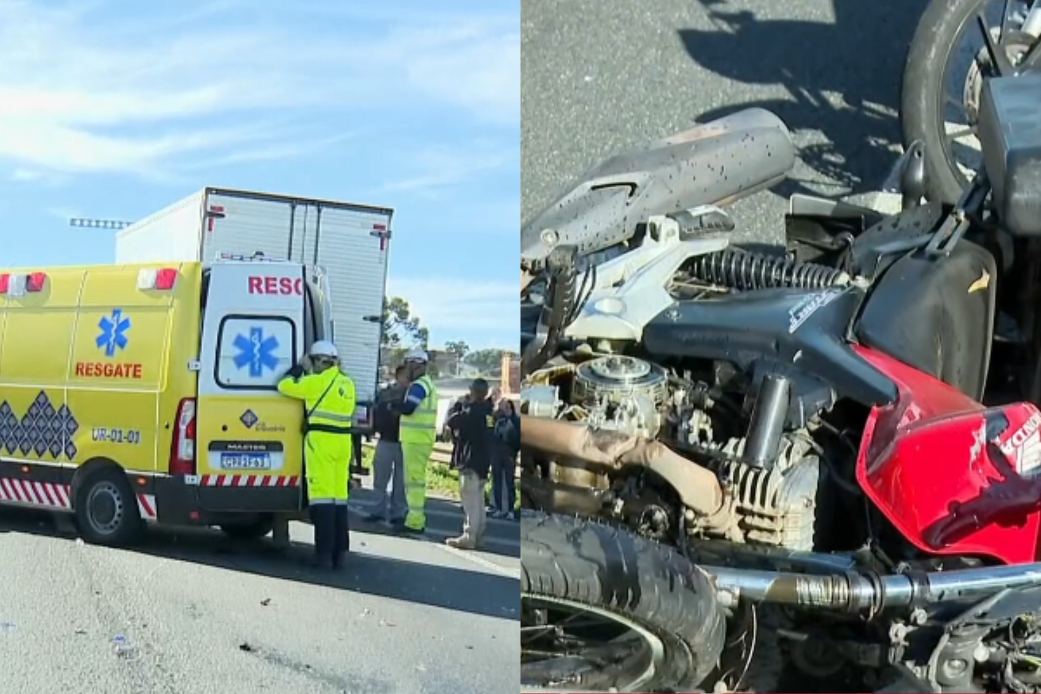 Motociclista morre após bater na traseira de caminhão parado em fila causada por incêndio em ônibus na Grande Curitiba