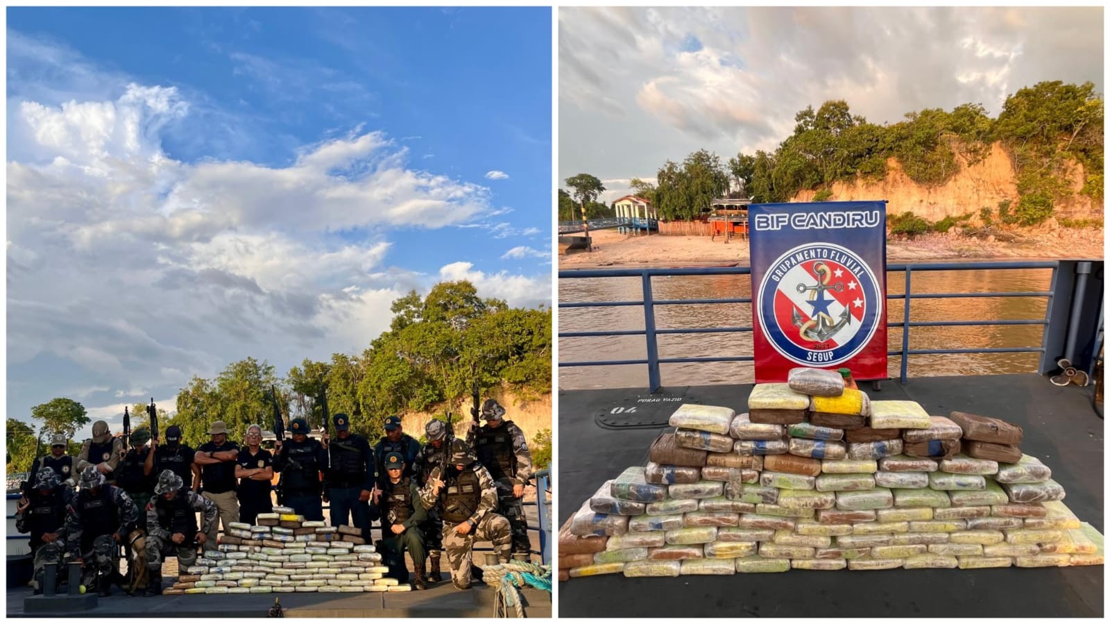 Agentes de segurança da Base Fluvial Candiru apreendem mais de 96 Kg de skank durante fiscalização