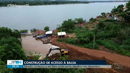 Estrada de acesso à balsa entre o TO e o MA começa a ser construída após queda de ponte
