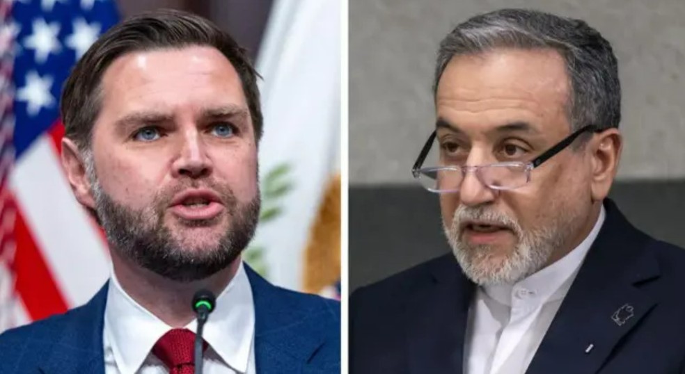 O vice-presidente dos EUA, JD Vance, liderará a equipe americana durante as negociações, enquanto informações sugerem que o ministro das Relações Exteriores do Irã, Abbas Araghchi, co-liderará a delegação iraniana — Foto: BBC/Getty Images/Reuters