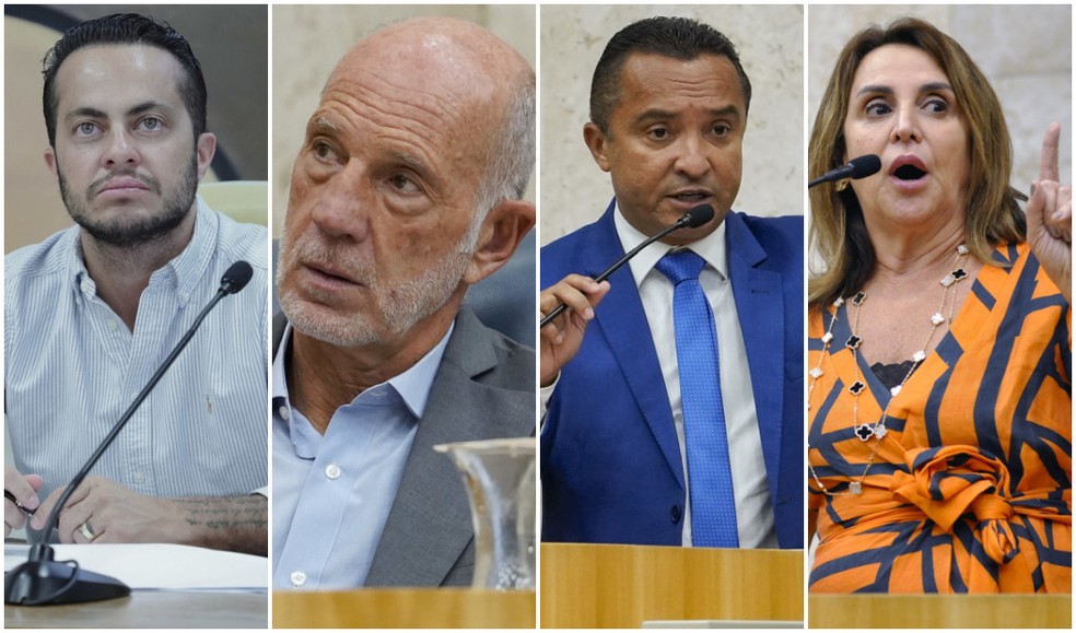 Os vereadores Thammy Miranda (PL), Xexéu Tripoli (PSDB), Sidney Cruz (Solidariedade) e Sandra Tadeu (União Brasil). — Foto: Rede Câmara/Montagem/g1