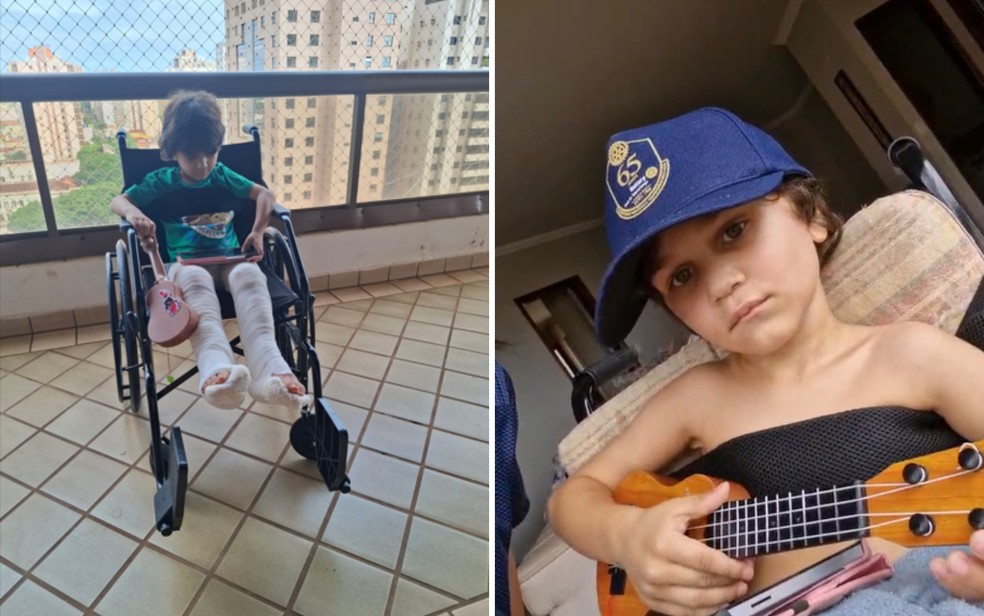 O menino Brenno Fernandes Girdziauckas, de 4 anos, que sobreviveu a queda do 10º andar de um prédio no Centro de Ribeirão Preto (SP), recebeu alta do hospital — Foto: Arquivo pessoal