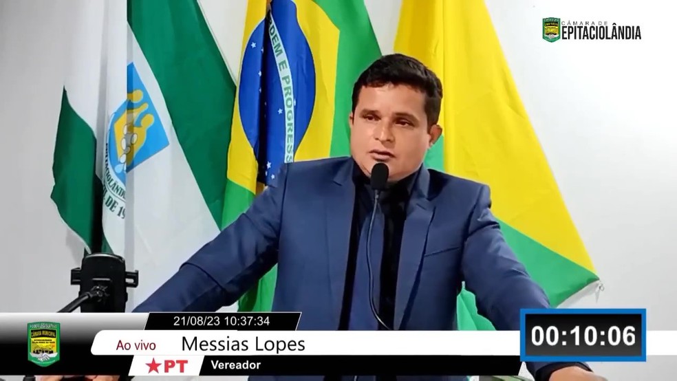 Vereador Messias Lopes assumiu presidência da câmara após afastamento de outro parlamentar em julho — Foto: Reprodução