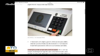 Eleitores tocantinenses não podem ser presos ou detidos a partir desta terça-feira (1°)