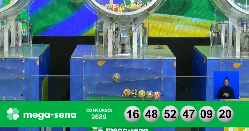 Sorteio da Mega-Sena concurso 2.689 — Foto: Reprodução/Facebook/Loterias CAIXA
