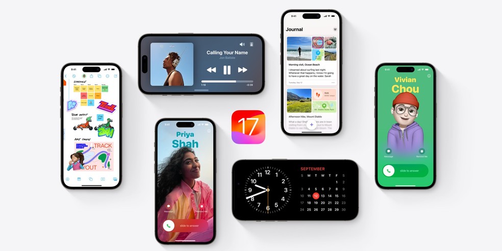 iOS 17 está disponível para iPhones lançados desde 2018 — Foto: Divulgação/Apple