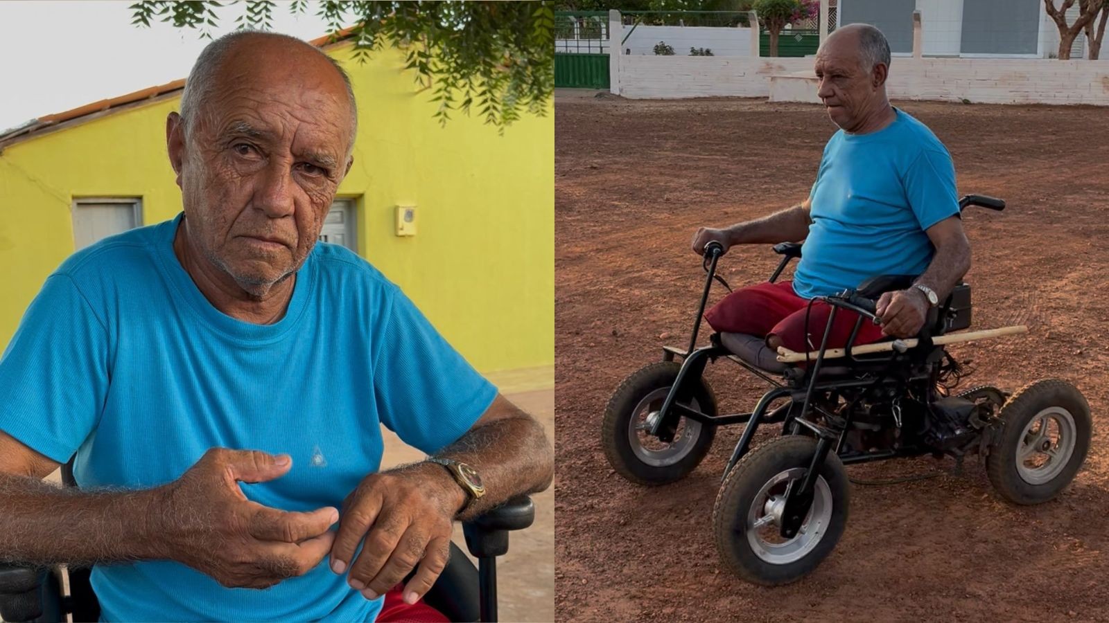 'Minha vontade é voltar a trabalhar': idoso que teve pernas amputadas, improvisa cadeira com motor de moto