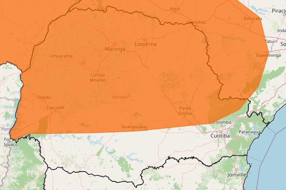 Cidades com alerta de temporais no sábado e domingo — Foto: Reprodução/Inmet