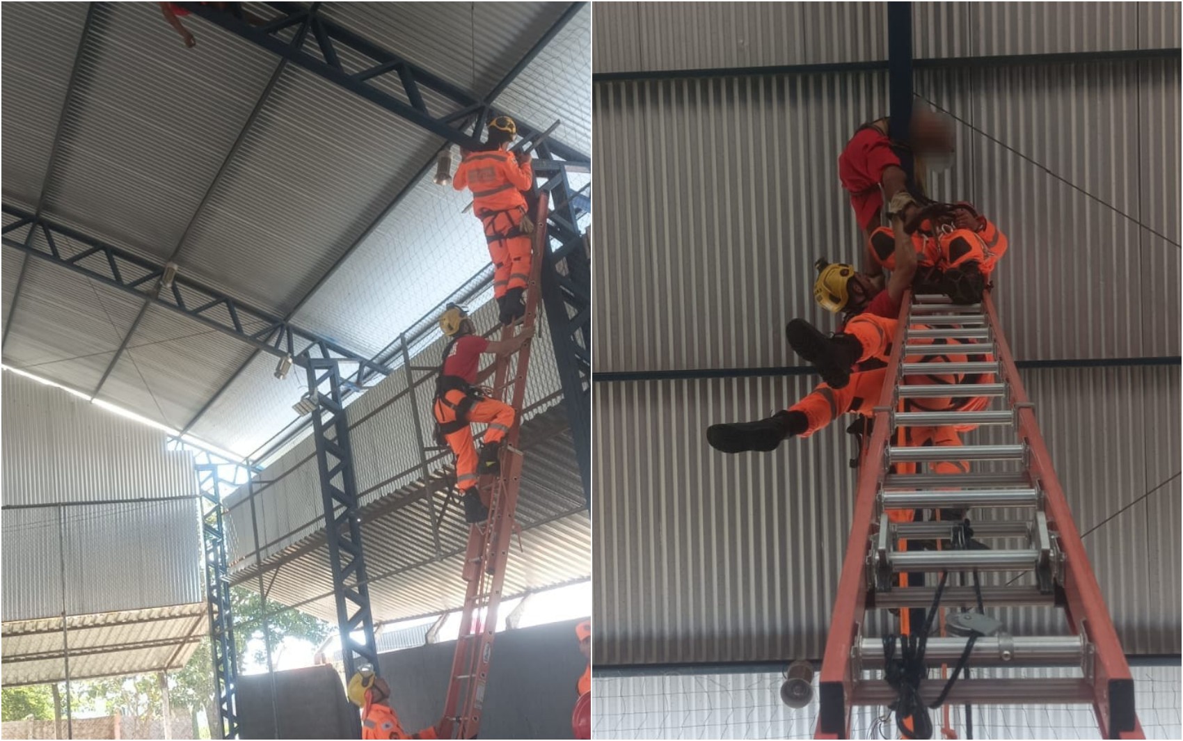 Jovem fica preso em estrutura de ginásio e é resgatado pelo Corpo de Bombeiros em Alfenas, MG