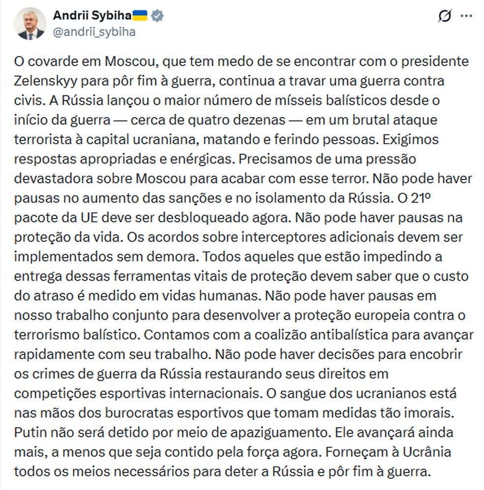 Ucrânia diz ter abatido 18 dos 41 mísseis lançados pela Rússia | G1