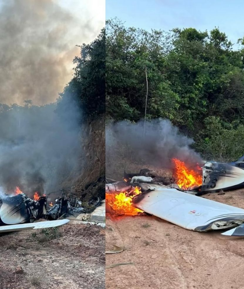 VÍDEO: Avião de pequeno porte cai e pega fogo próximo a pista de pouso em Paço do Lumiar; cinco pessoas ficam feridas