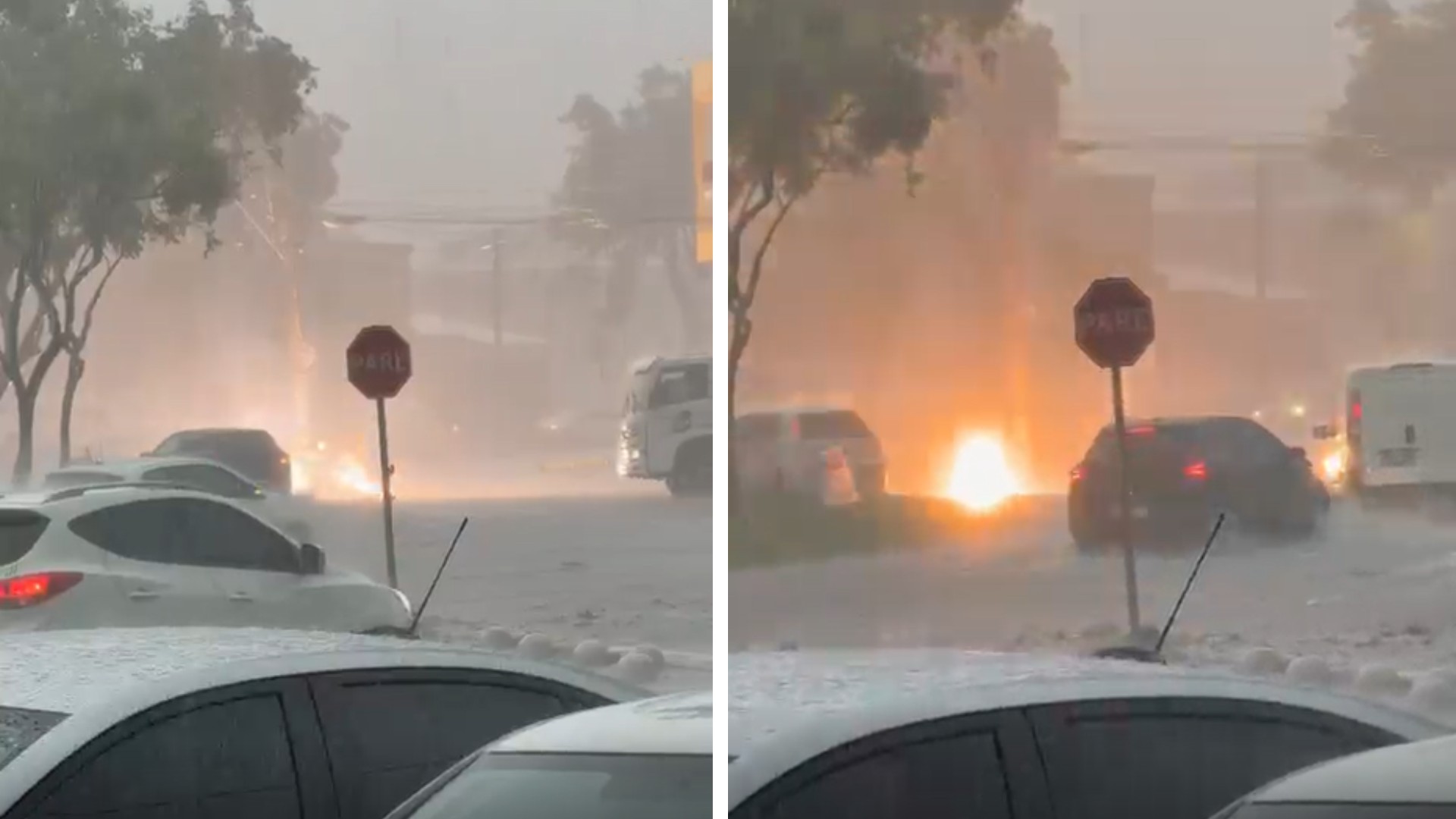 Transformador explode durante chuva em Goiânia; vídeo