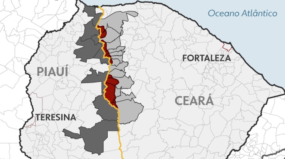 Área de litígio entre Ceará e Piauí. — Foto: Arte g1