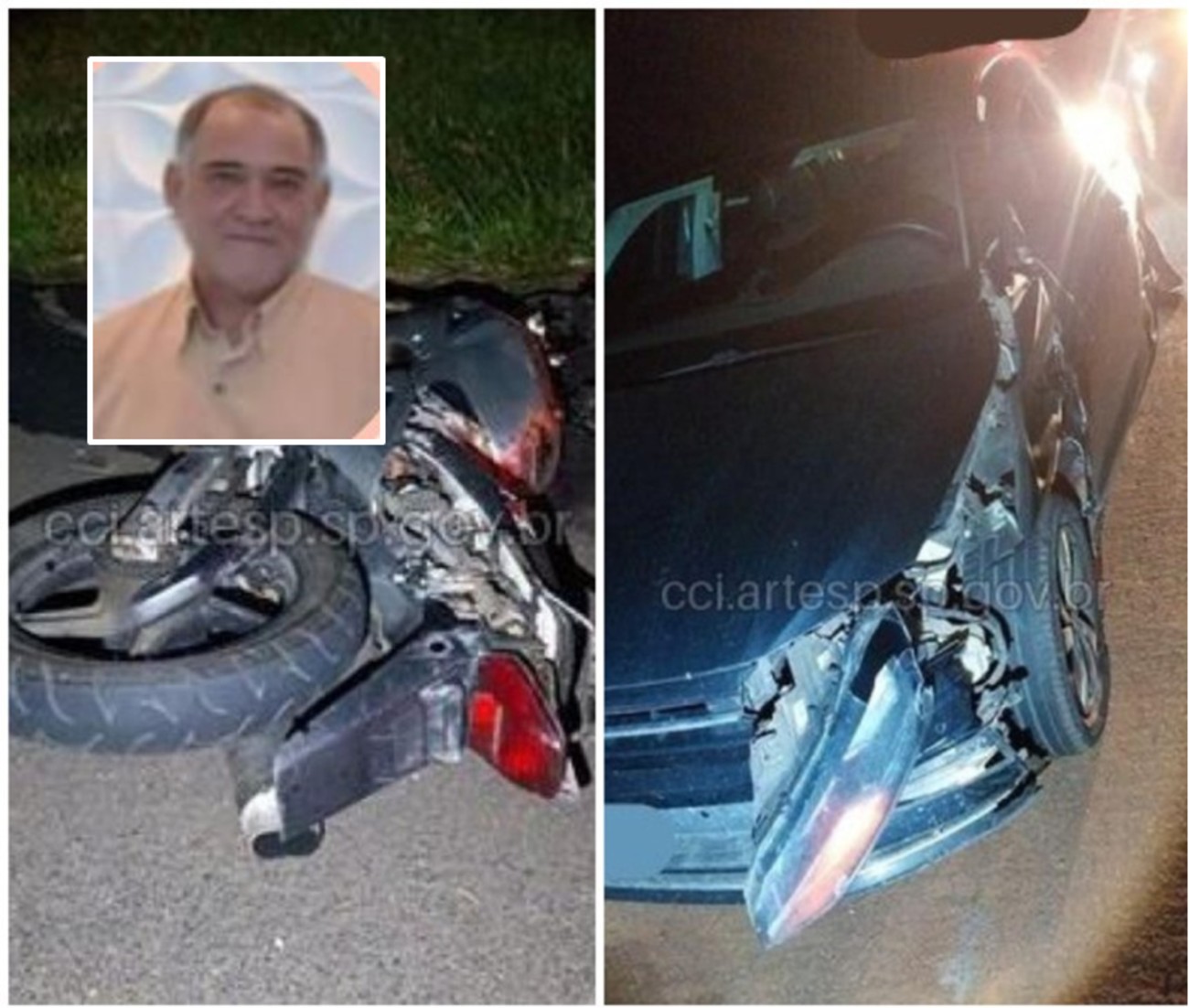 Enterrado corpo de motociclista de 58 anos que morreu após bater em carro e ser atropelado por outro 