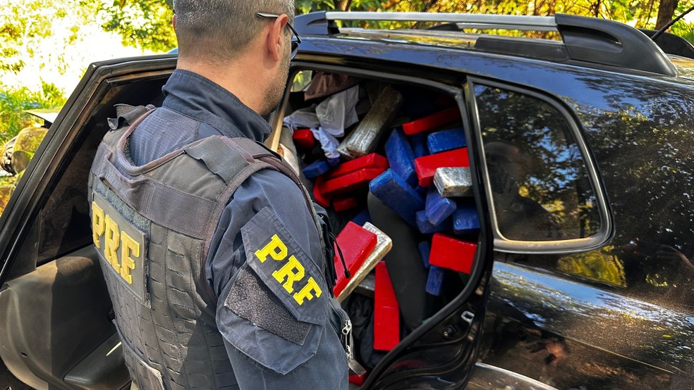 Tabletes de maconha que foram apreendidos em José Bonifácio (SP) pela Polícia Rodoviária Federal (PRF) — Foto: Polícia Rodoviária Federal/Divulgação