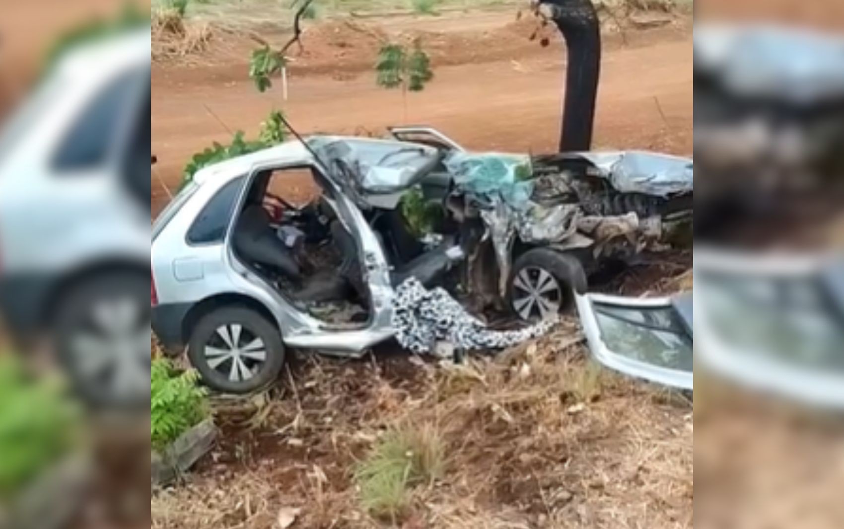 Carro com casal e bebê bate contra árvore na BR-153, e mulher morre, diz PRF
